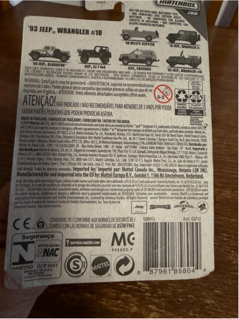 Hot Wheels ID Jurassic Park Jeep + Matchbox Jurassic World ’93 Jeep Wrangler Lot